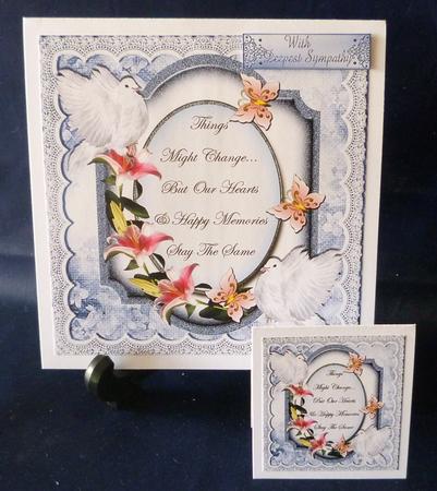 A Pretty Lily Sympathy Plaque with Doves & Lace 8x8 by Michelle Chivers