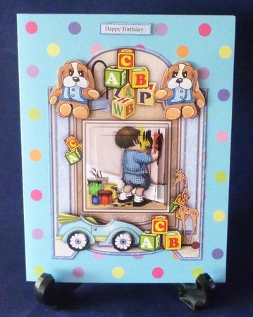 Painting Walls Baby Card by Michelle Chivers