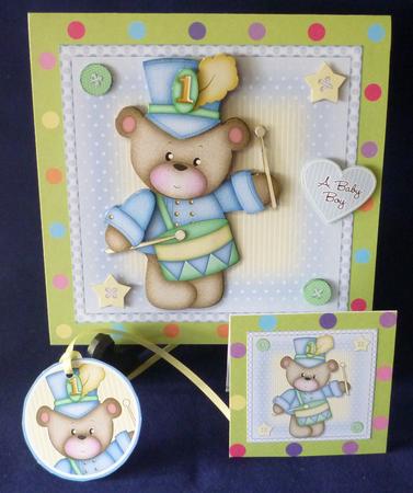 Drummer Bear Mini Kit. New Baby / 1st Birthday by Michelle Chivers
