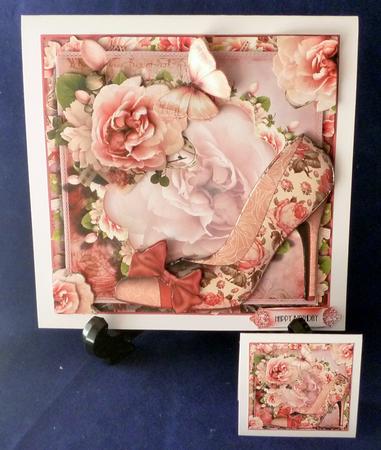 The Pink Bow Shoes Card Front Kit by Michelle Chivers