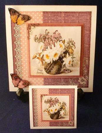 Cardtopper Vintage Lilac and White Flowers 433 by Michelle Chivers