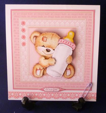 New Baby Girl Bear & Bottle 8x8 Mini Kit by Michelle Chivers