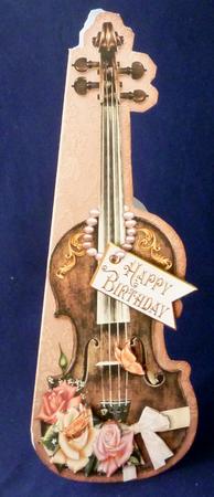 Violin Shaped Dl Birthday Card by Michelle Chivers