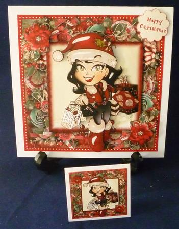 Christmas Shopping Dark Hair Card Front Kit by Michelle Chivers