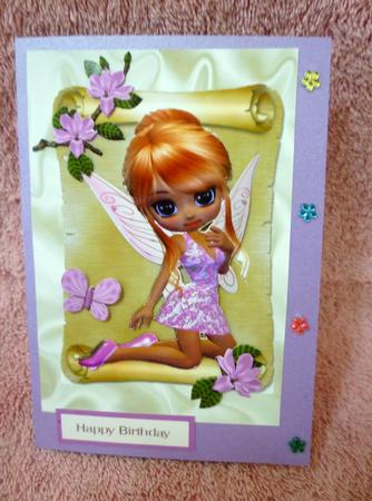Sweetlittle Faerie in Pink on a Scroll by Michelle Chivers