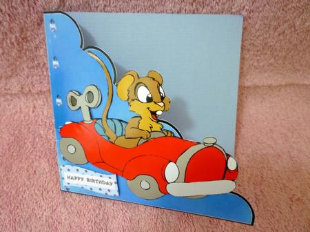 Mouse in Clockwork Car Cut and Fold by Michelle Chivers