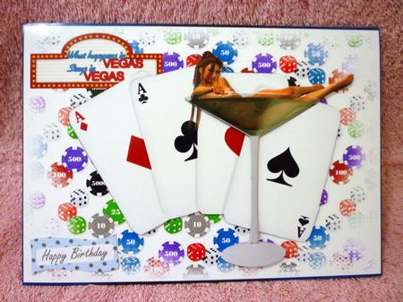 What Happens in Vegas Card Front with Decoupage by Michelle Chivers