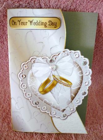 Gold Rings and Heart Pillow Wedding Card by Michelle Chivers