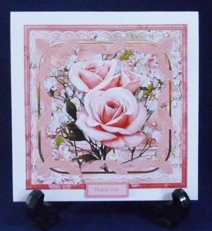 Ribbon and Roses 7x7 Card with Decoupage by Michelle Chivers