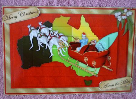 Santas Australian Run Christmas Card by Michelle Chivers