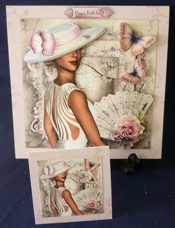 The Beautiful Pink Bow Hat Card Front Kit by Michelle Chivers