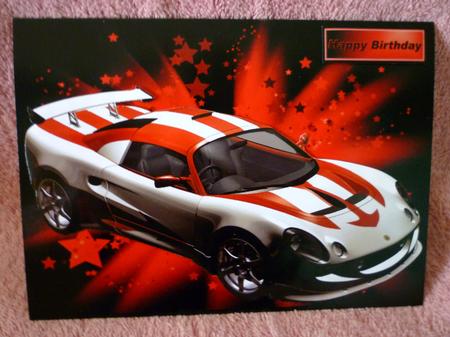 Red/white Sports Car on Star Background by Michelle Chivers