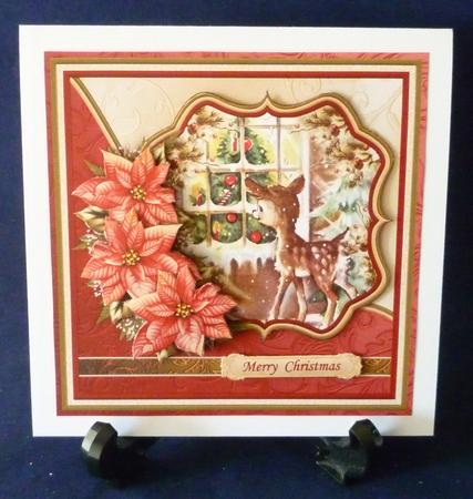Christmas Fawn & Poinsettia 7.5 Decoupage Mini Kit by Michelle Chivers