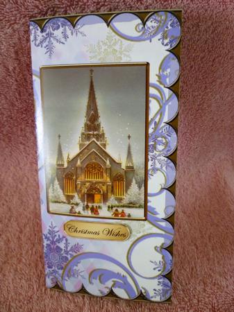 Christmas Church Scallop Edge Dl Card by Michelle Chivers