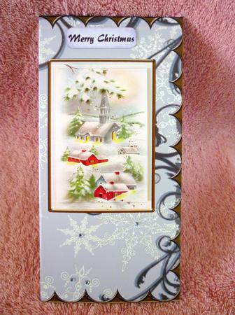 Christmas Winter Village Scallop Edge Dl Card by Michelle Chivers
