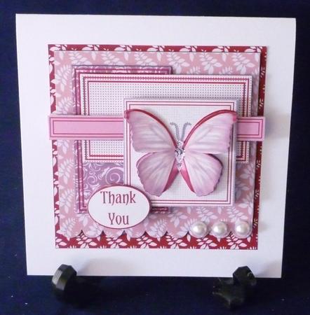 Scallop Pearl Sketch Card - Pink Butterfly by Michelle Chivers