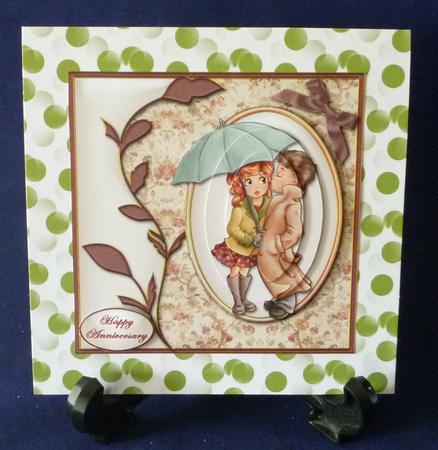 Young Love Leafy Border Pyramid Card Front by Michelle Chivers
