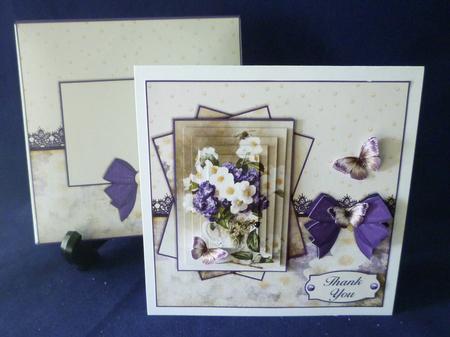 Cardtopper with Matching Envelope White & Purple Flower 597 by Michelle Chivers