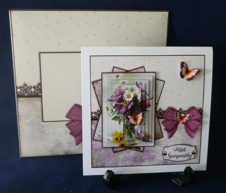 Cardtopper with Matching Envelope Magenta Flowers 601 by Michelle Chivers