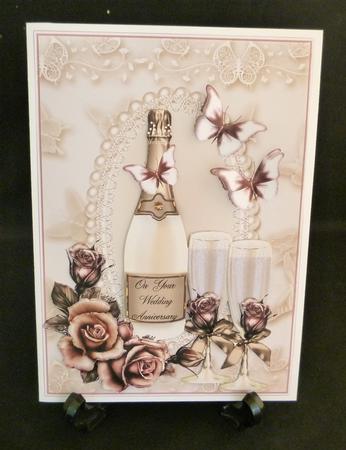 Champagne and Butterfly's Wedding/anniversary Card Front by Michelle Chivers