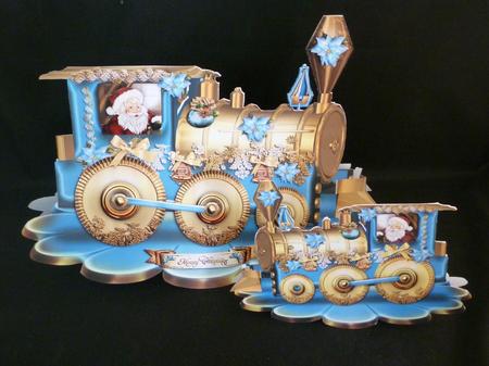 Christmas Blue Train with Santa Card Kit by Michelle Chivers