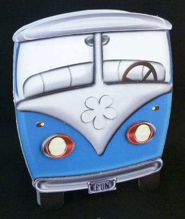 Blue Vw Beetle Van Shaped Quick Card by Michelle Chivers