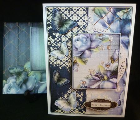 Cardtopper with Matching Envelope Blue Roses 660 by Michelle Chivers