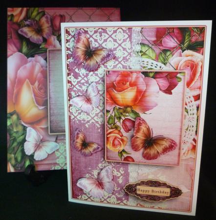 Cardtopper with Matching Envelope Pink Roses 662 by Michelle Chivers