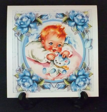 Beautiful Baby Boy with Teddy 8x8 by Michelle Chivers