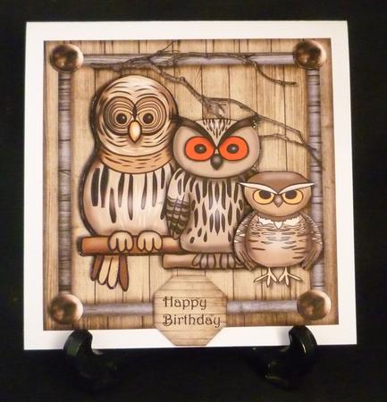 Mini Kit Wise Owls Male Card by Michelle Chivers