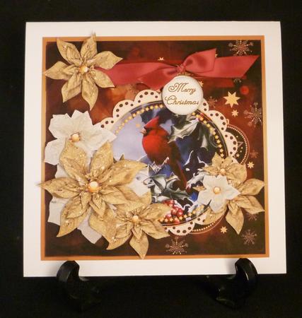 Vintage Cardinal & Poinsettias by Michelle Chivers