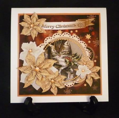 Vintage Cat & Poinsettias by Michelle Chivers