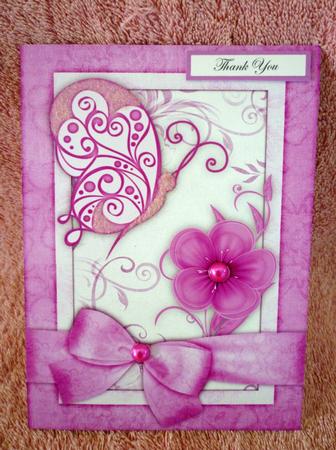 Butterfly 'n Bloom in Pink A4 Card Front by Michelle Chivers