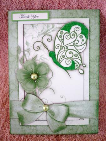 Butterfly 'n Bloom in Green A4 Card Front by Michelle Chivers