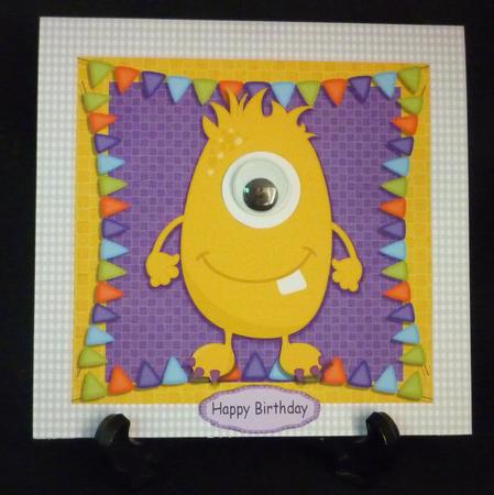 One Eyed Yellow Alien 8x8 by Michelle Chivers