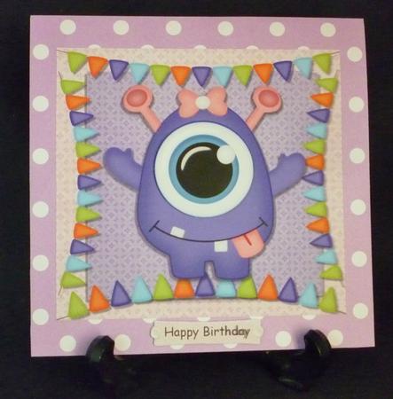 One Eyed Purple Monster 8x8 by Michelle Chivers