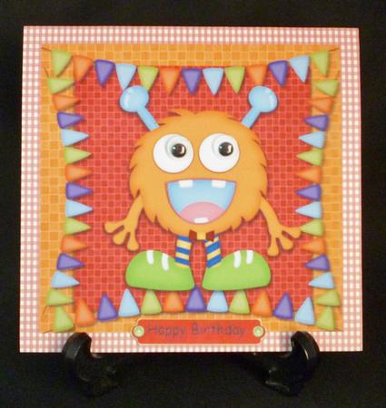 Orange Fluffy Monster 8x8 by Michelle Chivers