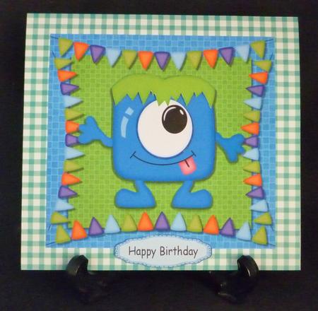One Eyed Blue Monster 8x8 by Michelle Chivers