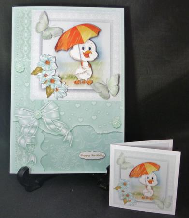Green and Eau De Nil Scrapbook Style Card Fronts by Michelle Chivers