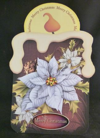 Candle Shape Card Christmas Poinsettia White 690 by Michelle Chivers