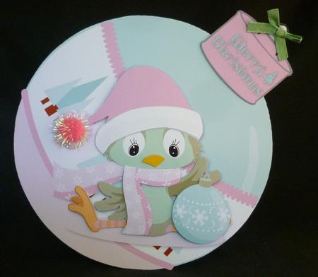 Little Chistmas Bird Bauble Shaped Card (pastels) by Michelle Chivers