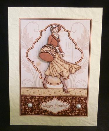 Vintage Shopping Lady in Coffee Topper & Decoupage by Michelle Chivers