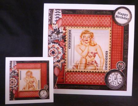 Cardtopper Pin Up Girl Red 587 by Michelle Chivers