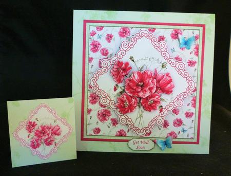 Pink Poppies 8x8 Decoupage & Insert Mini Kit All Occasions by Michelle Chivers