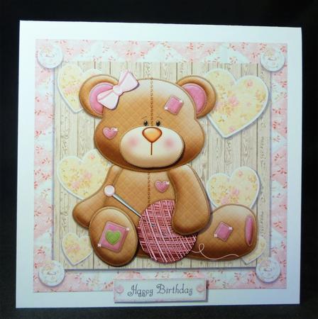 Gorgeous Knitting Bear 8x8 by Michelle Chivers