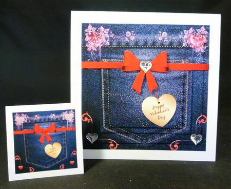 Denim Love Pyramid Card Front by Michelle Chivers