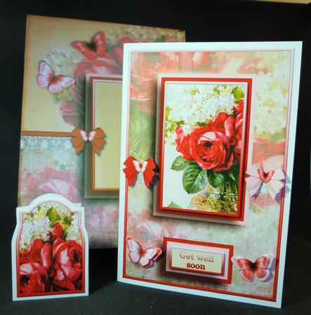 Cardtopper with Matching Envelope Red Roses 734 by Michelle Chivers