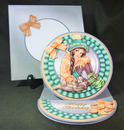 Girl with Puppy Round Easel Card Kit by Michelle Chivers