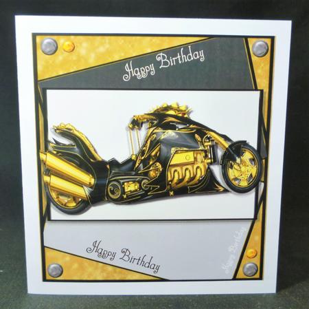 Beautiful Gold & Black Motorbike 8x8 by Michelle Chivers