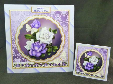 Lilac and White Roses Stacked Layer Card Mini Kit by Michelle Chivers